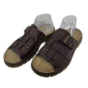 Dr. Marten Fisherman Slide Sandal Mens Size 9 Brown Leather Buckle Comfort Y2K